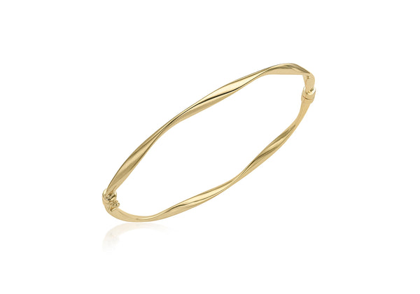 9ct Yellow Gold Thin Flat Twist Bangle