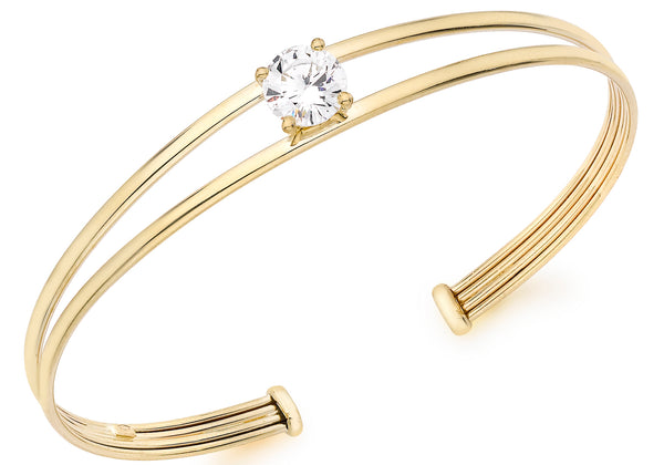 9ct Yellow Gold Zirconia  Detail Torque Bangle