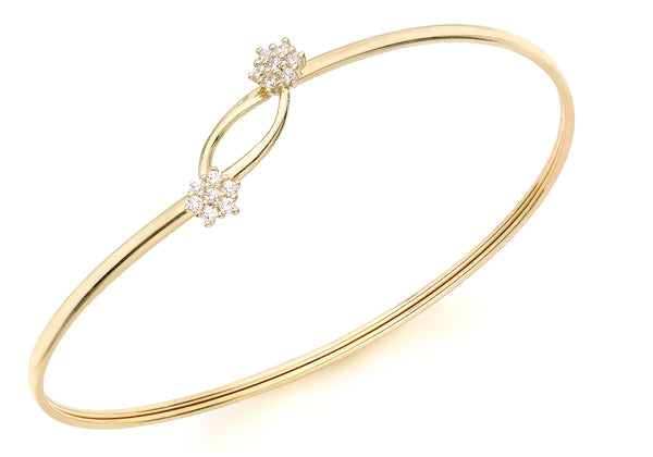 9ct Yellow Gold Zirconia  Cluster Flexible Bangle