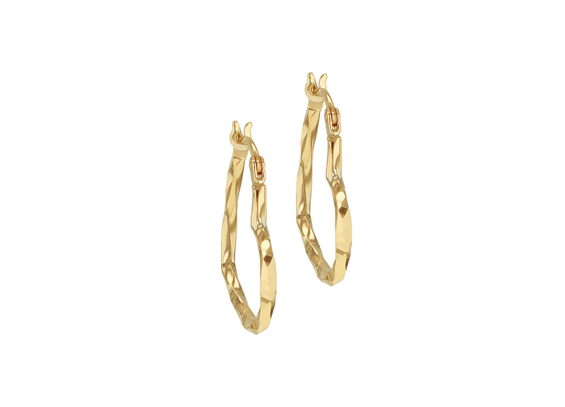 9ct Yellow Gold Diamond Cut Heart Earrings