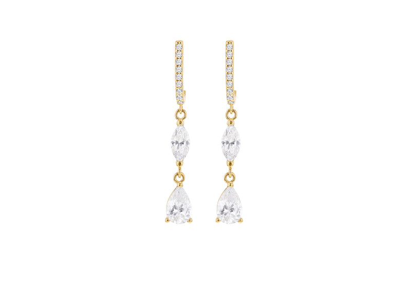 9ct Yellow Gold Marquise Zirconia Drop Earrings