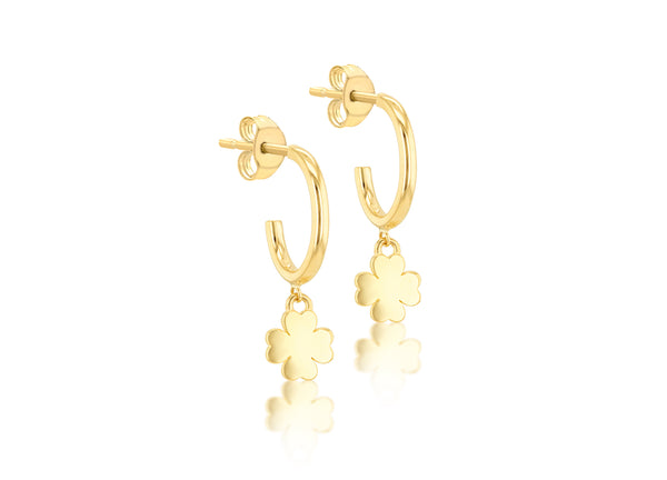 9ct Yellow Gold Clover Drop Earrings