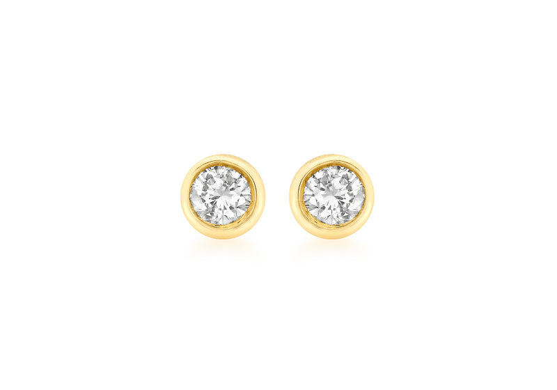 9ct Yellow Gold 0.20t Diamond 4.5mm Round Stud Earrings