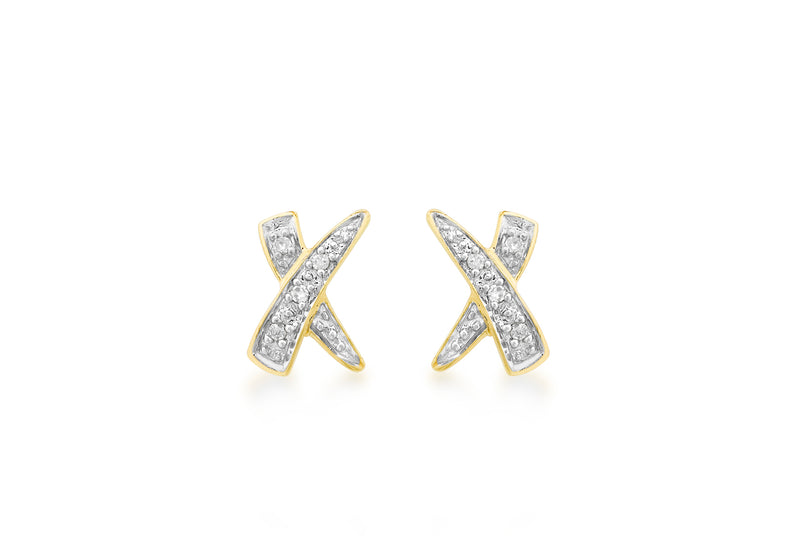 9ct Yellow Gold 0.05t Diamond Kiss Stud Earrings