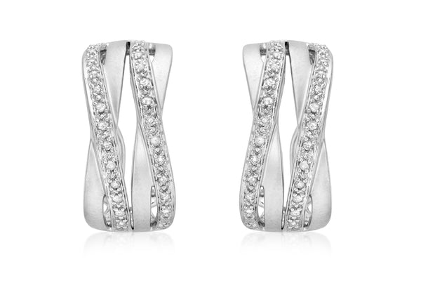 9ct White Gold 0.38t Diamond Crossover Half-Band Earrings