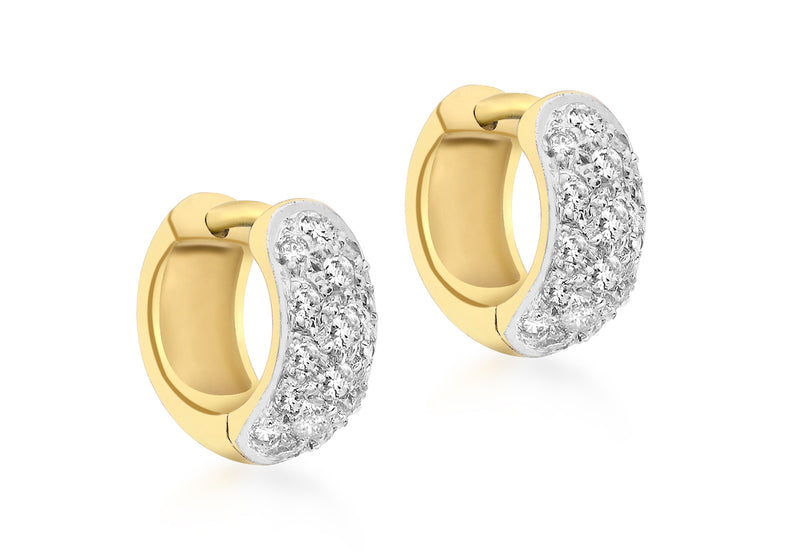 9ct Yellow Gold 0.50ct Diamond Pave Set Huggy Earrings