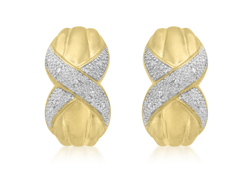 9ct Yellow Gold 0.07t Diamond Kiss Earrings