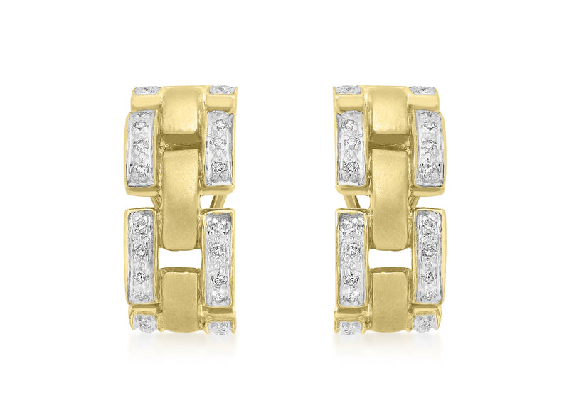 9ct Yellow Gold 0.24t Diamond Link Earrings