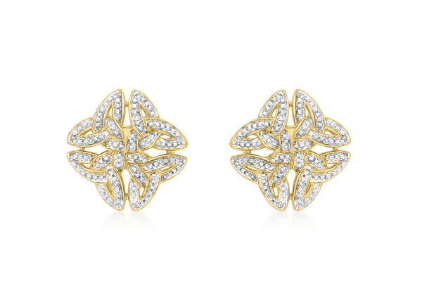 9ct Yellow Gold 0.10ct Diamond Celtic Cross Stud Earrings