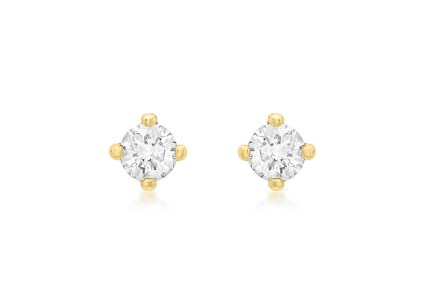 9ct Yellow Gold 0.25t Diamond 3mm Solitaire Stud Earrings