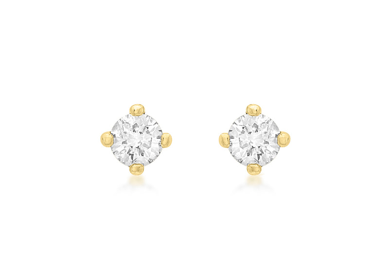 9ct Yellow Gold 0.25t Diamond 3mm Solitaire Stud Earrings