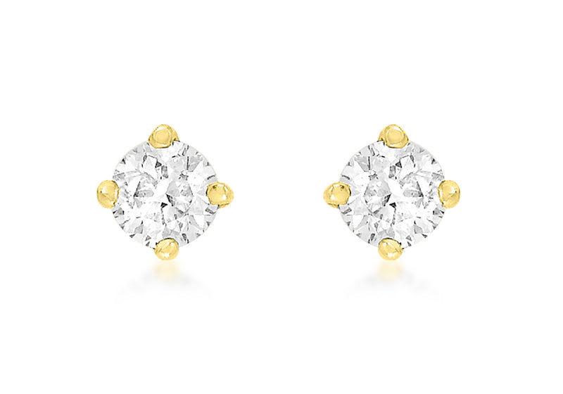 9ct Yellow Gold 0.50ct Diamond 4mm Solitaire Stud Earrings