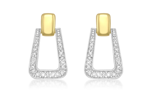 9ct Yellow Gold 0.32t Diamond 11mm x 18mm Magnet-Shaped Drop Earrings