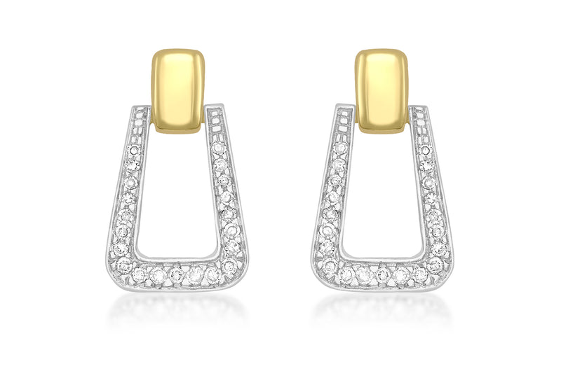 9ct Yellow Gold 0.32t Diamond 11mm x 18mm Magnet-Shaped Drop Earrings