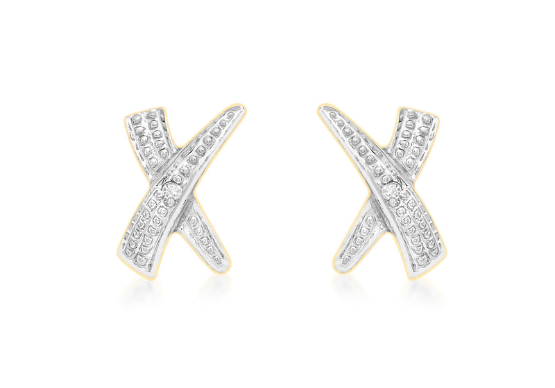 9ct Yellow Gold 0.01t Diamond Kiss Stud Earrings