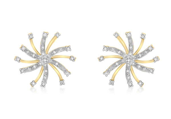 9ct Yellow Gold 0.10ct Diamond Snowflake Stud Earrings