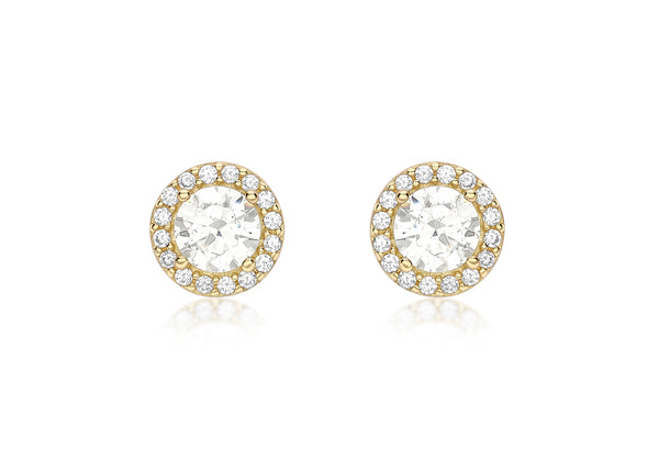 9ct Yellow Gold Zirconia  7.7mm Stud Earrings