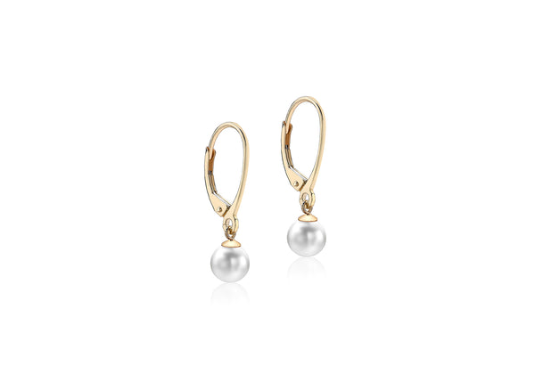 9ct Yellow Gold 6mm Pearl Drop Earrings