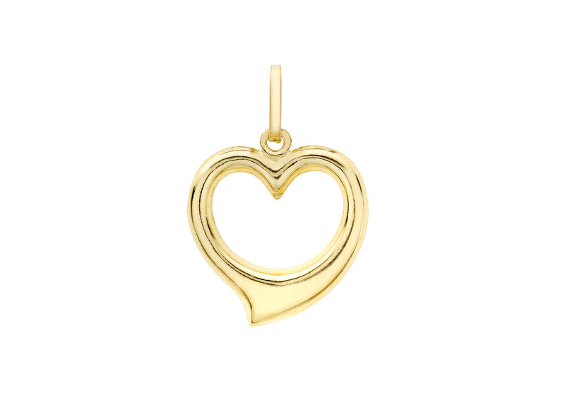 9ct Yellow Gold 16mm x 18mm Heart Pendant