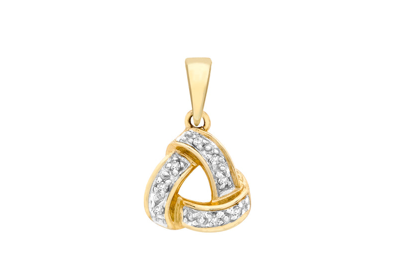 9ct Yellow Gold 0.05t Diamond Knot Pendant