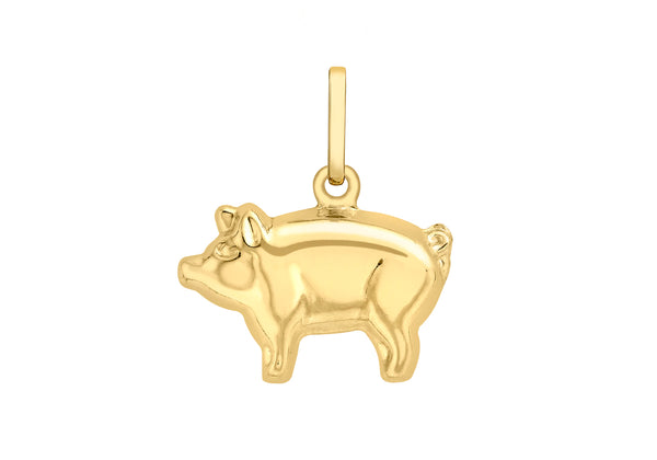 9ct Yellow Gold 16mm x 18mm Pig Pendant