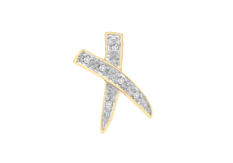 9ct Yellow Gold 0.04t Diamond Kiss Slider Pendant