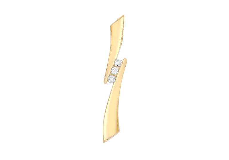 9ct Yellow Gold 0.05t Diamond 3-Stone Drop Slider Pendant