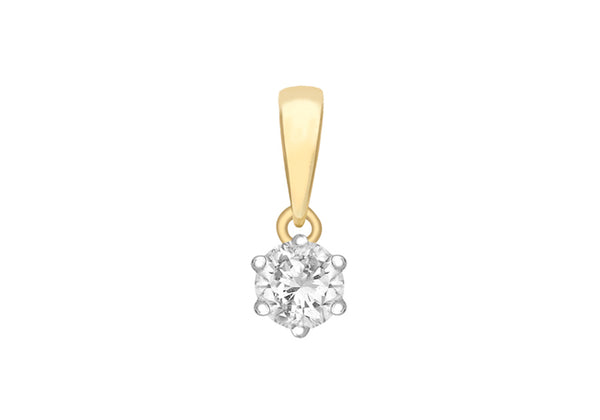 9ct Yellow Gold 0.10ct Solitaire Diamond Pendant