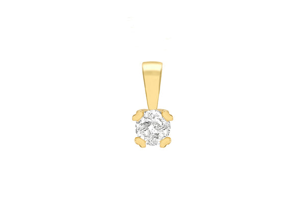 9ct Yellow Gold 0.25t Solitaire Diamond Pendant