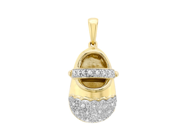 9ct Yellow Gold 0.15t Diamond Baby Shoe Pendant