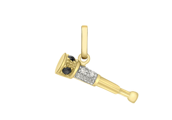 9ct Yellow Gold 0.01ct Diamond and Sapphire Telescope Pendant