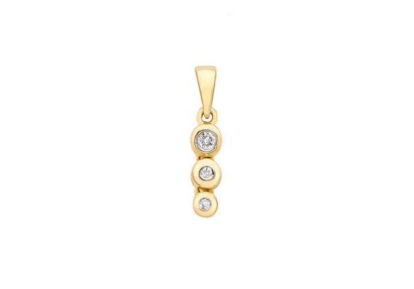 9ct Yellow Gold 0.05t Diamond 3-Stone DoughnCut Pendant