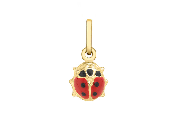 9ct Yellow Gold 8mm x 16mm Enamel Ladybird Pendant