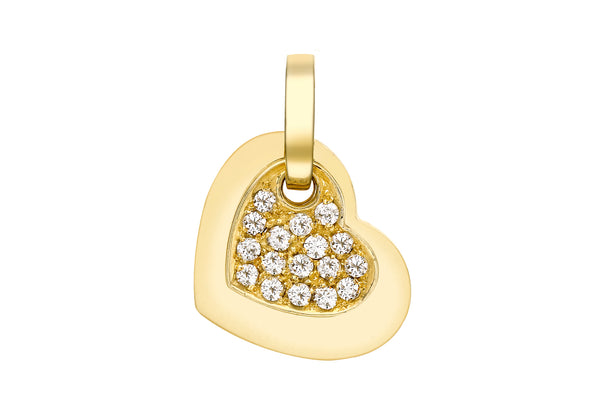 9ct Yellow Gold 0.25t Pave Set Diamond Double-Heart Pendant