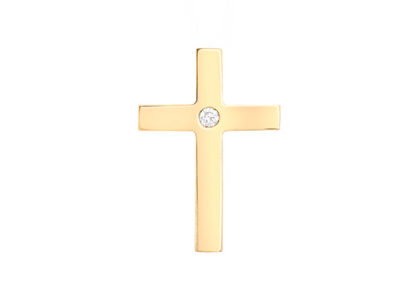 9ct Yellow Gold 0.05t Diamond Set Cross Slider Pendant