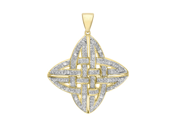 9ct Yellow Gold 0.10ct Diamond Celtic Cross Pendant