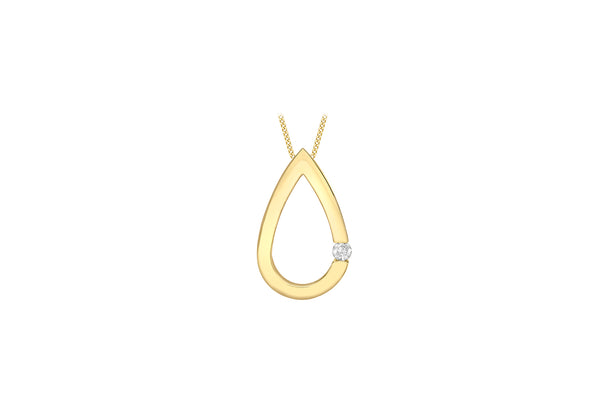 9ct Yellow Gold 0.03t Diamond Teardrop Pendant