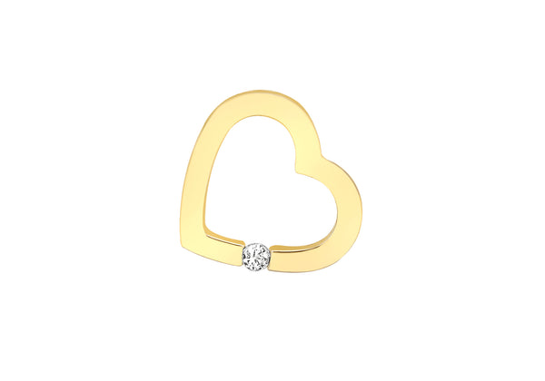 9ct Yellow Gold 0.03t Diamond Set Heart Slider Pendant