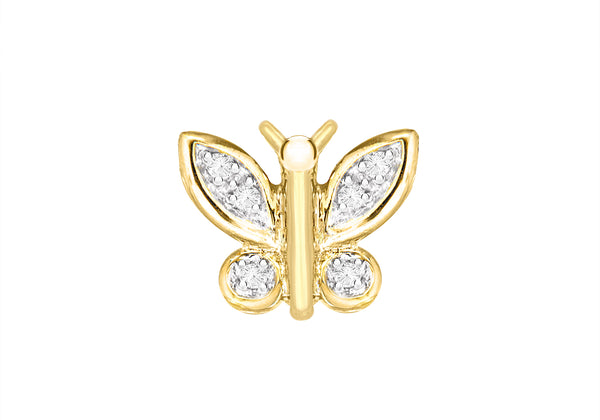 9ct Yellow Gold 0.05ct Diamond Butterfly Pendant