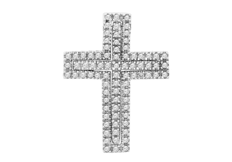 9ct White Gold 0.50ct 2-Piece Diamond Cross Slider Pendant