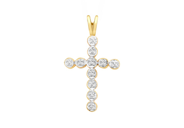 9ct Yellow Gold 0.03t Diamond Cross Pendant