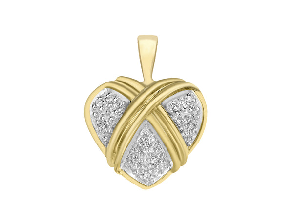 9ct Yellow Gold 0.05t Diamond Heart Pendant