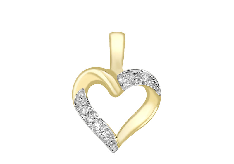 9ct Yellow Gold 0.02t Diamond Open-Heart Pendant