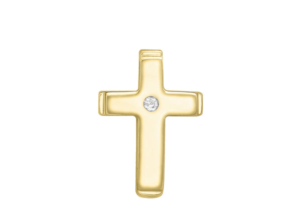 9ct Yellow Gold 0.01t Diamond Cross Pendant