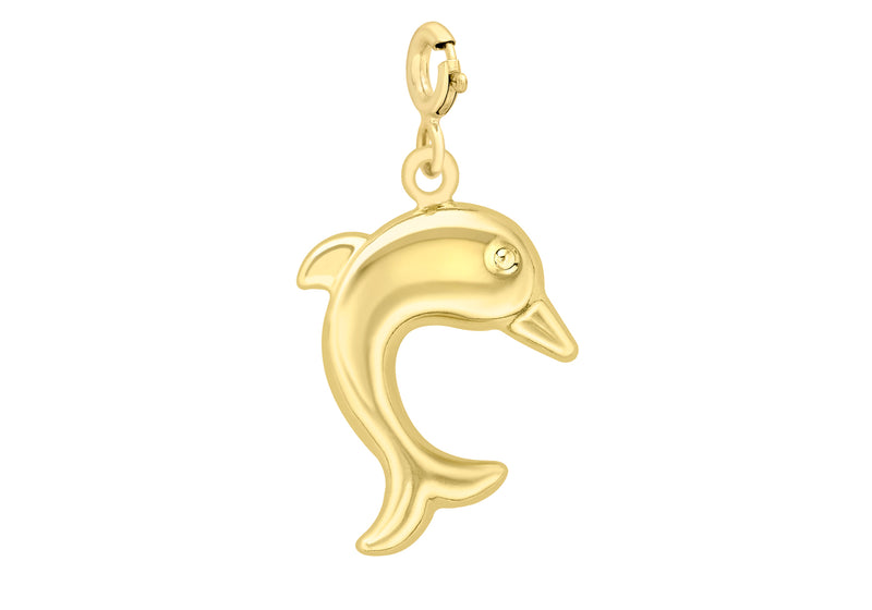 9ct Yellow Gold Dolphin Bolt Ring Charm