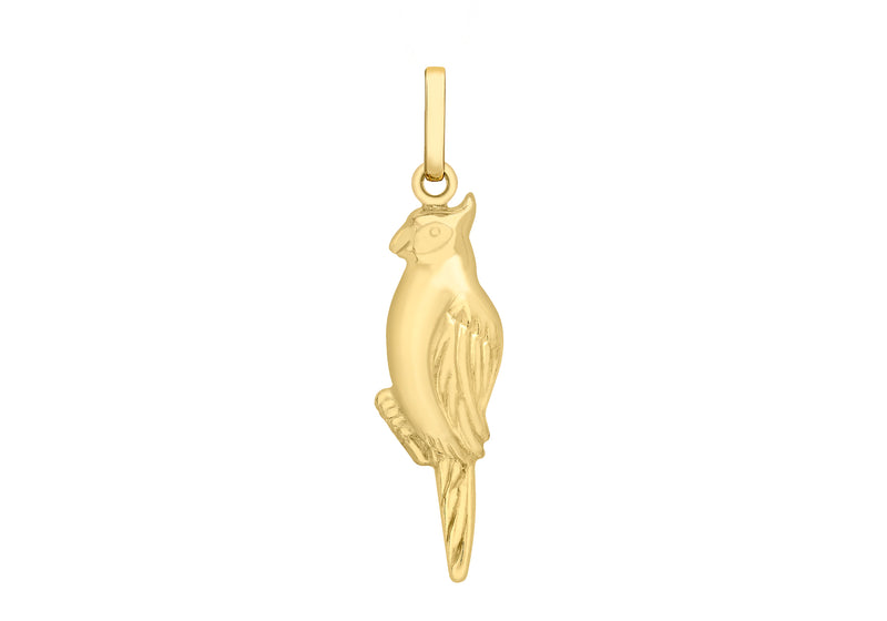 9ct Yellow Gold 8mm x 30mm Kookaburra Pendant