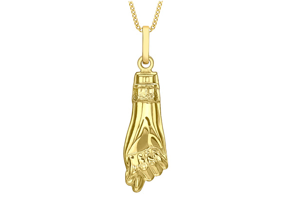 9ct Yellow Gold 7.5mm x 29mm Fist Pendant