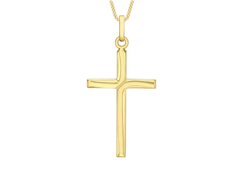 9ct Yellow Gold 18mm x 37mm Twist Cross Pendant