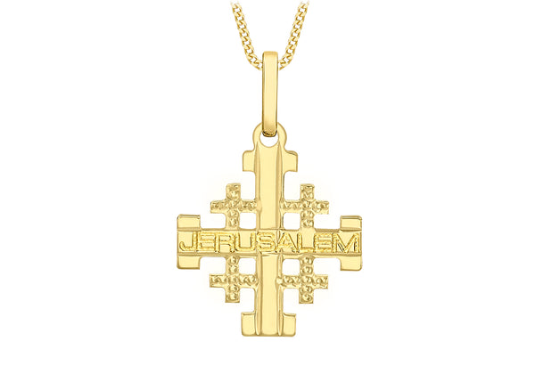 9ct Yellow Gold 14.5mm x 22mm Jerusalem Cross Pendant