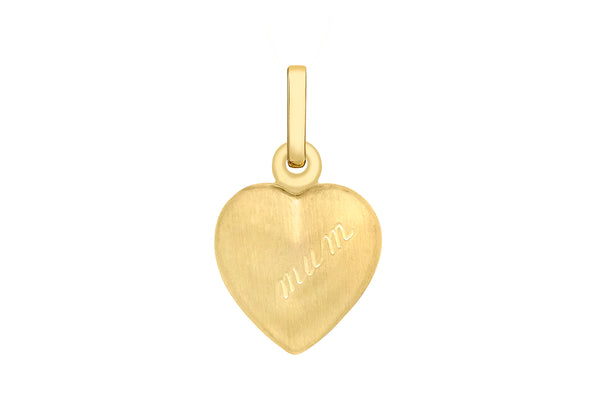 9ct Yellow Gold 12mm x 20mm 'Mum' Satin Heart Locket